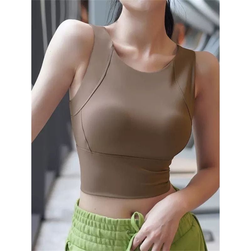 Summer Girl Sports Fitness Yoga Vest Women'S Fashionable Breathable Slim Casual Versatile Top With Chest Pad - Image 2